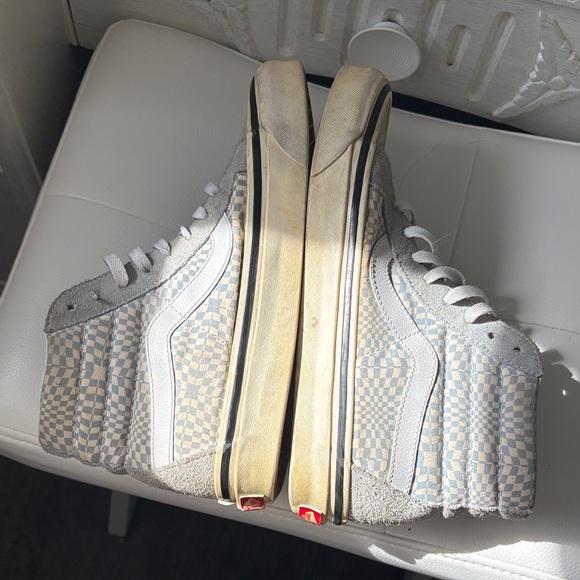 Vans High-Top Checkerboard Sneakers in Light Gray/Blue and white - Picture 7 of 9